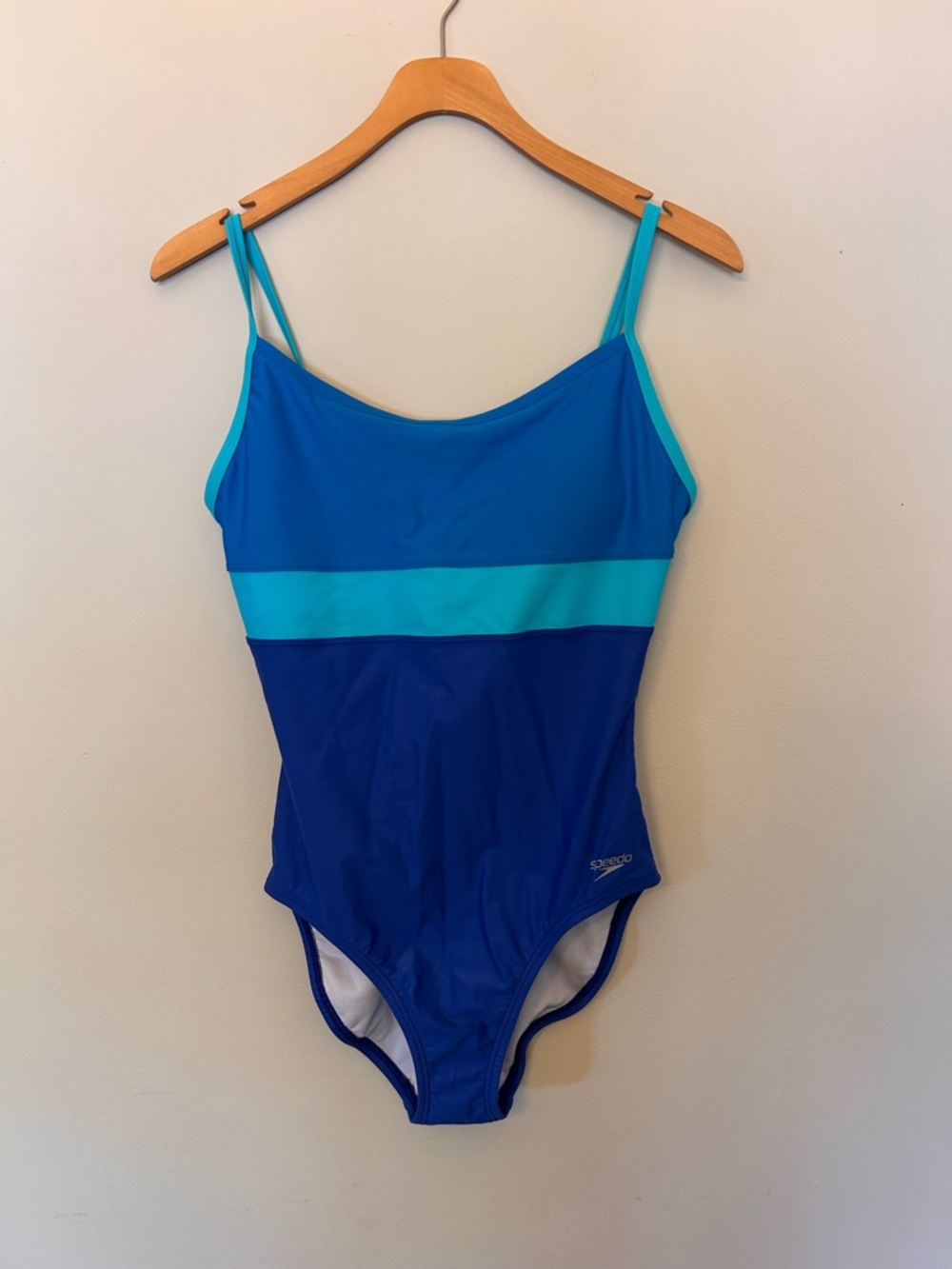 Speedo Blue and Aqua Striped Women’s One-Piece Swimsuit